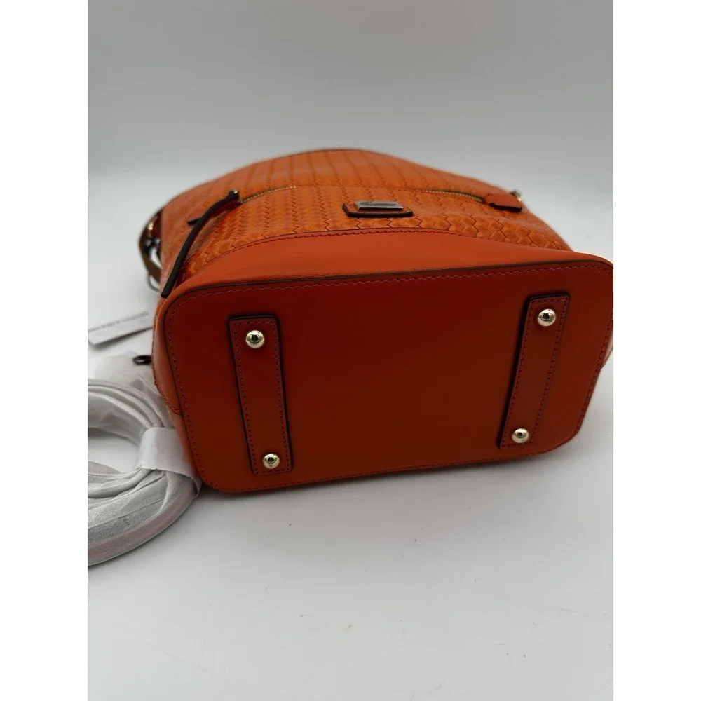 NWT Dooney & Bourke Camden Small Hobo‎ Woven Leather Crossbody Bag, Orange 11x10